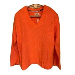 Victoria's Secret PINK Size Med Sweater V-Neck Orange New With Tags